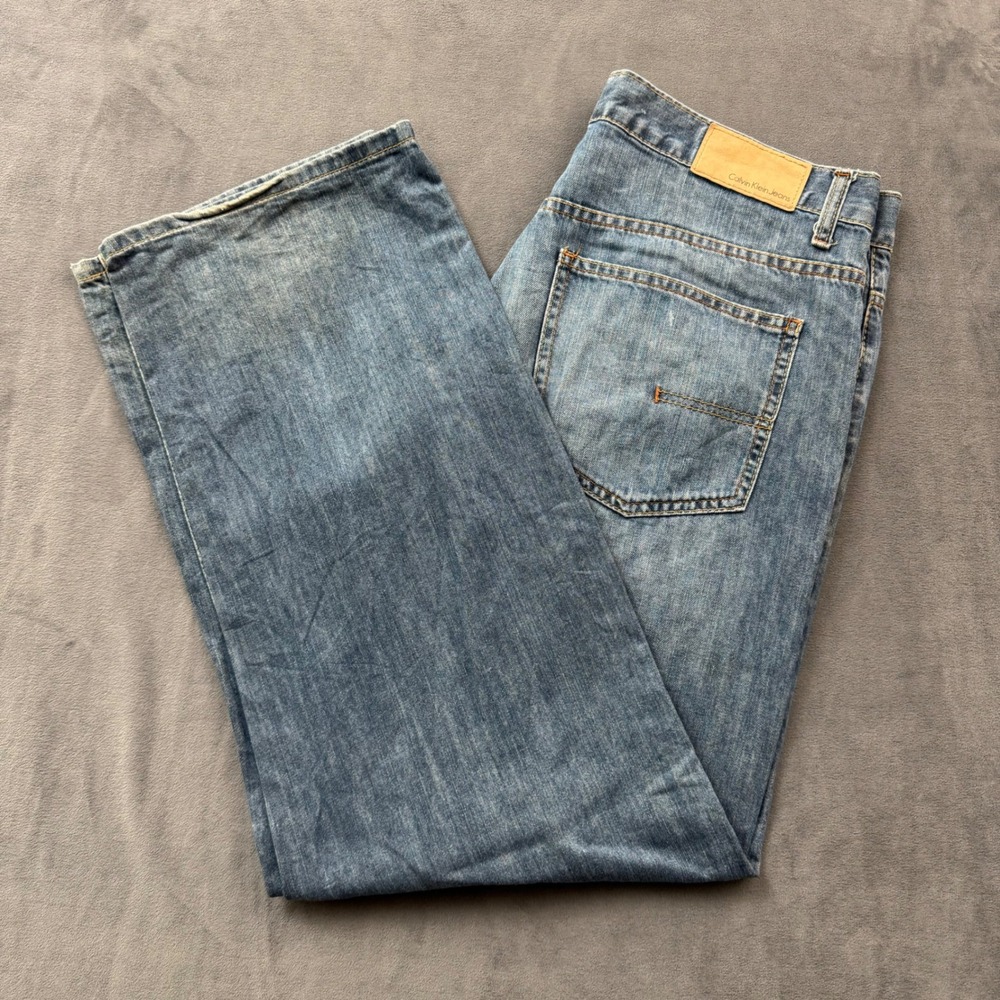Calvin Klein Jeans Mens 34 Straight Leg Medium Wash Blue Denim Pants